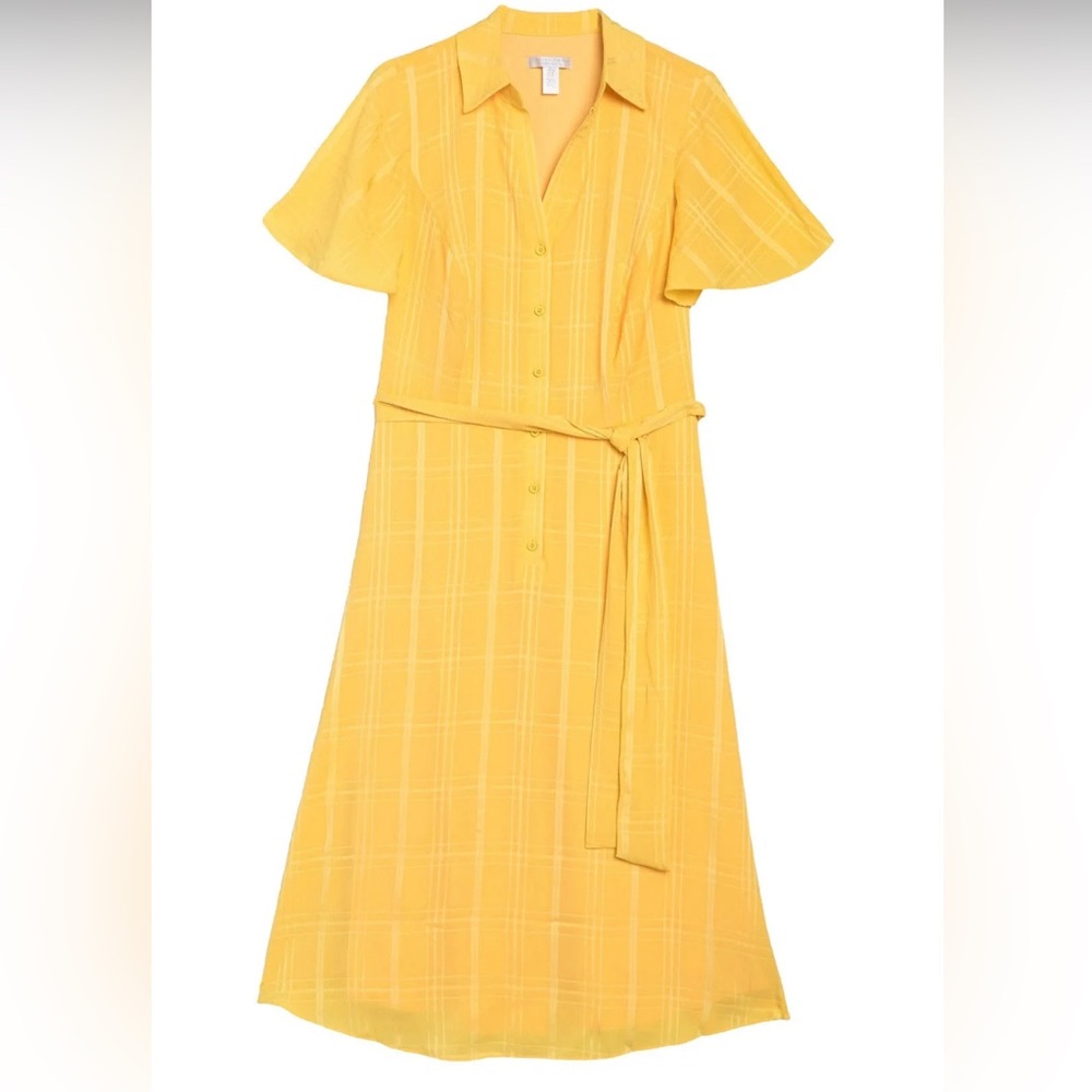 NWOT London Times Flutter Sleeve A-Line Shirt Dress (Plus Size) Yellow